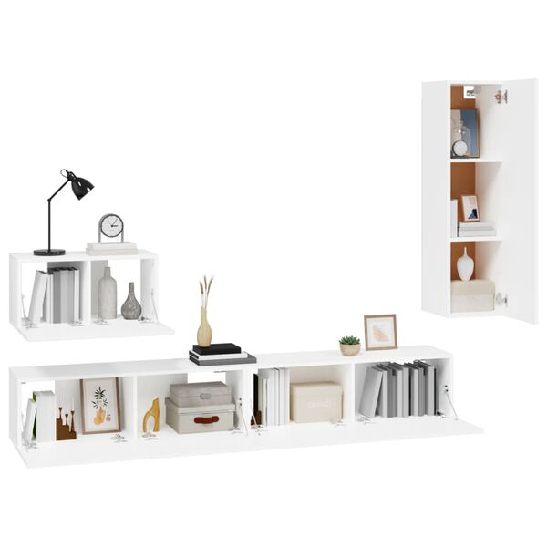 vidaXL Ensemble de meubles TV 4 pcs Blanc Bois d'ingénierie