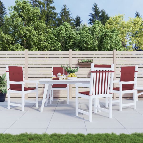 vidaXL Coussins de chaise dossier bas lot de 4 rouge bordeaux m&eacute;lang&eacute;