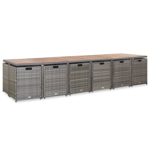vidaXL Ensemble de salle &agrave; manger d'ext&eacute;rieur et coussins 17 pcs Gris