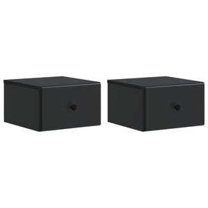 vidaXL Cabinet de chevet mural 2 pc Noir 34,5 x 33 x 20 cm