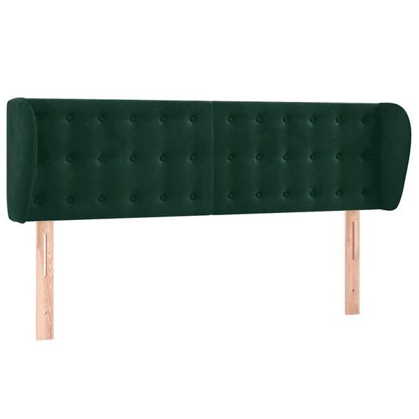 vidaXL T&ecirc;te de lit avec oreilles Vert fonc&eacute; 147x23x78/88 cm Velours