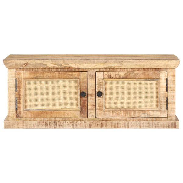 vidaXL Table basse 90x50x35 cm Bois de manguier et canne naturelle