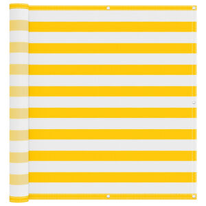 vidaXL &Eacute;cran de balcon Jaune et blanc 110 x 400 cm Tissu Oxford