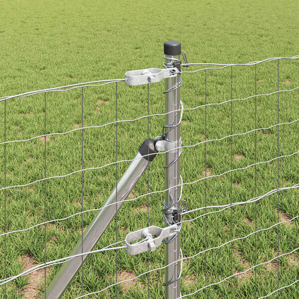 vidaXL Clôture avec poteau Argenté 0,4 x 50 m Acier et PVC