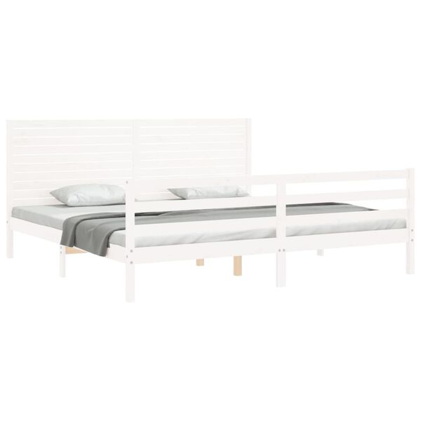 vidaXL Cadre de lit sans matelas blanc bois massif