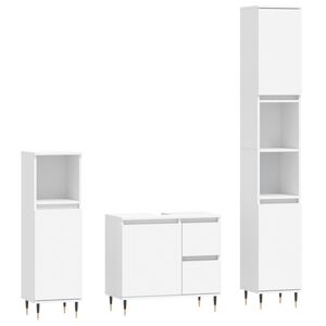 vidaXL Ensemble de meubles salle de bain 3 pcs blanc bois d'ing&eacute;nierie