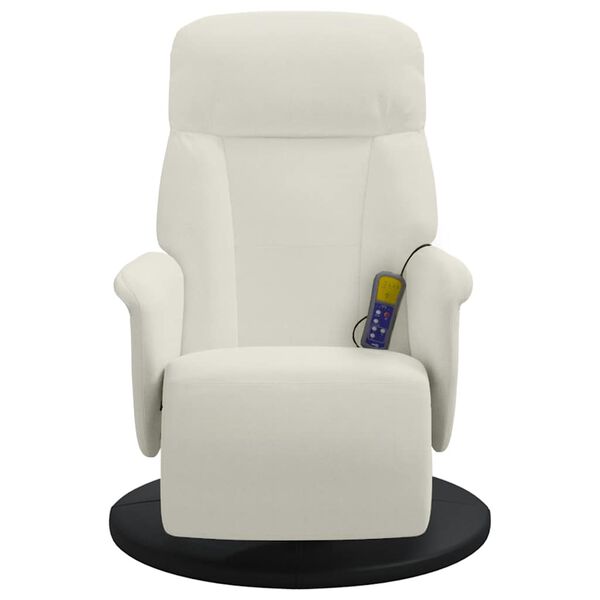 vidaXL Fauteuil inclinable de massage avec repose-pieds cr&egrave;me velours