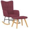 vidaXL Chaise &agrave; bascule avec tabouret Rouge bordeaux Tissu