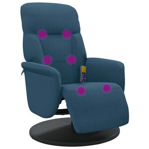 vidaXL Fauteuil inclinable de massage avec repose-pied bleu velours