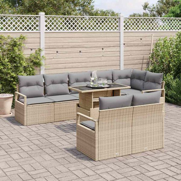 vidaXL Ensemble de canap&eacute; de jardin 9 pcs beige et gris clair