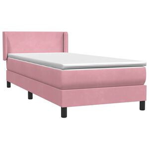 vidaXL Sommier &agrave; lattes de lit avec matelas rose 90x220 cm velours
