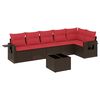 vidaXL Ensemble de canap&eacute; de jardin 7 pcs avec coussins marron r&eacute;sine tress&eacute;e