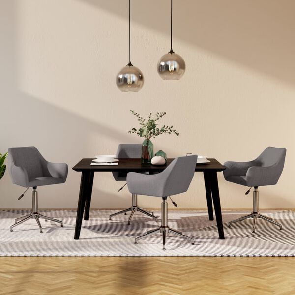 vidaXL Chaises pivotantes &agrave; manger lot de 4 Gris clair Tissu