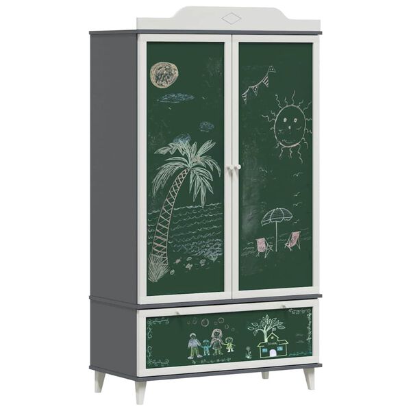 vidaXL Armoire Tableau Noir ROROS Gris et blanc 90 x 45 x 165 cm