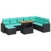 vidaXL Salon de jardin 9 pcs avec coussins noir r&eacute;sine tress&eacute;e