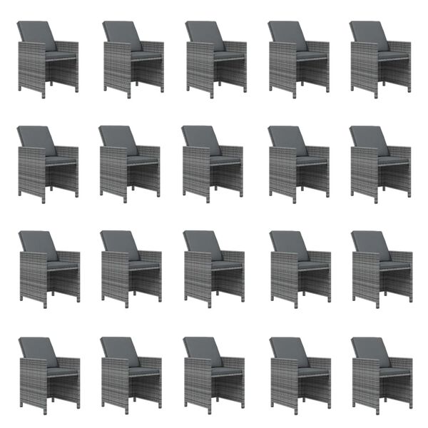 vidaXL Ensemble &agrave; manger de jardin coussins 21 pcs Gris R&eacute;sine tress&eacute;e