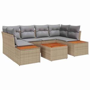 vidaXL Ensemble de canap&eacute; de jardin 6 pcs Beige Poly rotin