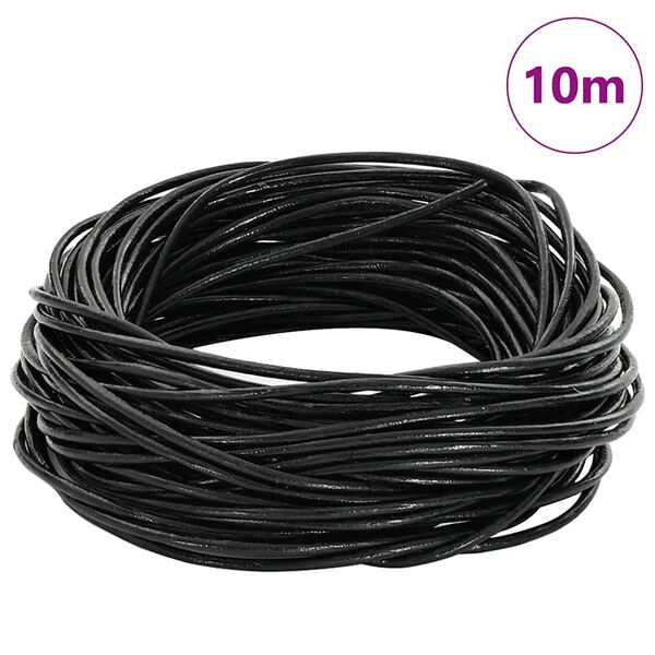 vidaXL Corde en Cuir Noir Ø1 mm x 10 m Cuir