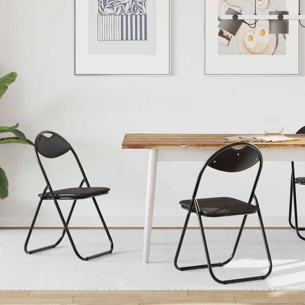 vidaXL Chaise pliante 2 pcs Noir 48 x 43,5 x 81 cm Simili cuir