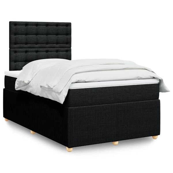 vidaXL Sommier &agrave; lattes de lit avec matelas noir 120x190 cm tissu