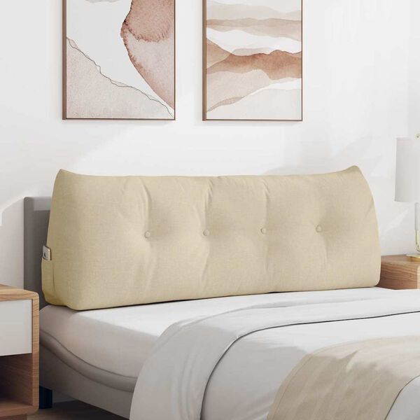 vidaXL Coussin de Dos Cr&egrave;me 140 x 24 x 50 cm tissu