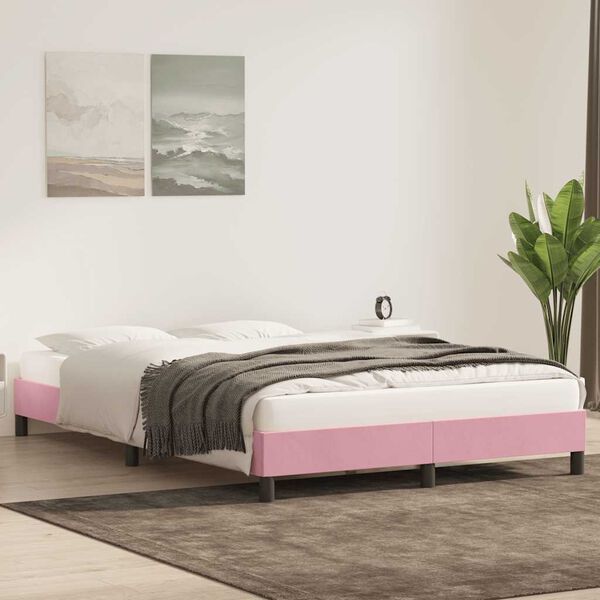 vidaXL Cadre de lit sans matelas rose 160x220 cm velours