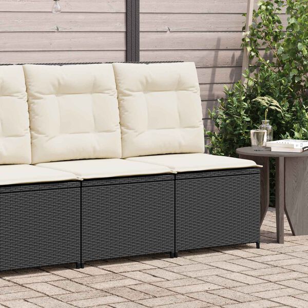 vidaXL Canap&eacute; de jardin avec coussin Noir et blanc cr&egrave;me polyrotin