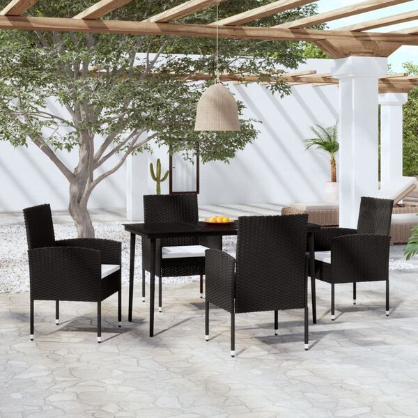 vidaXL Ensemble &agrave; manger de jardin 5 pcs Noir