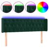 vidaXL T&ecirc;te de lit &agrave; LED Vert fonc&eacute; 147x16x78/88 cm Velours