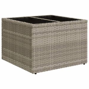 vidaXL Table de jardin avec dessus en verre gris clair r&eacute;sine tress&eacute;e