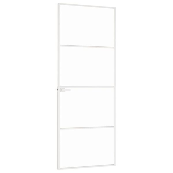 vidaXL Porte d'int&eacute;rieur Blanc 76x201,5 cm Tremp&eacute; verre aluminium fin