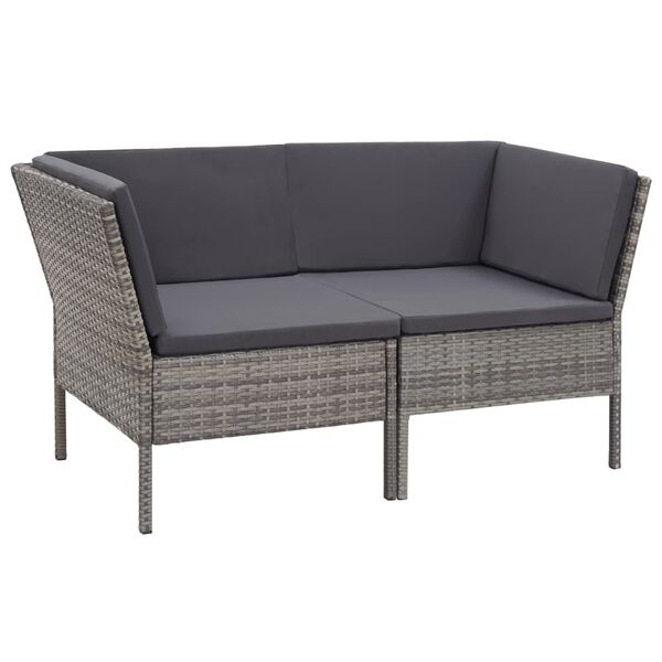 vidaXL Salon de jardin 6 pcs avec coussins résine tressée gris