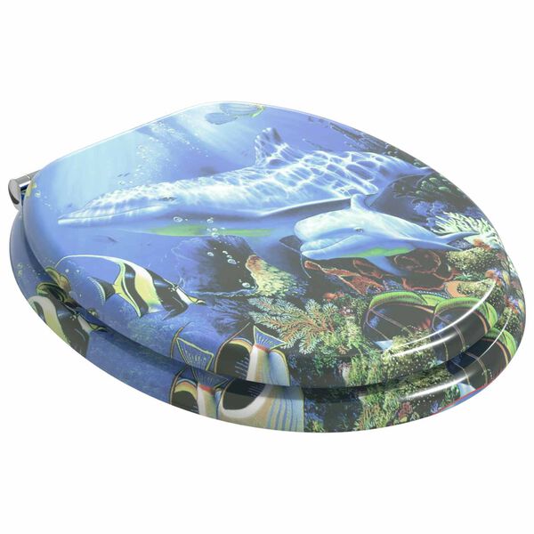 vidaXL Si&egrave;ge de toilette &agrave; fermeture douce Bleu 44 x 38 cm Panneau MDF