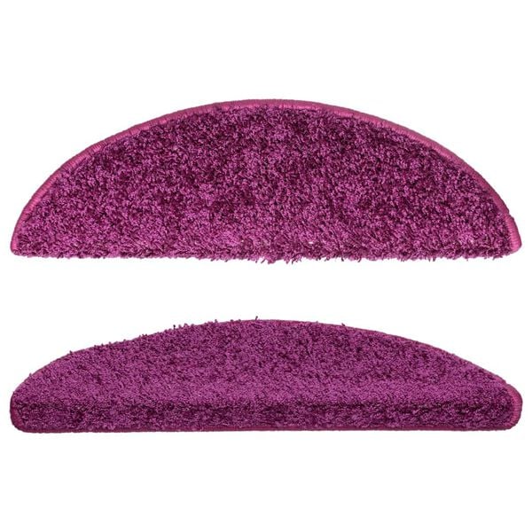vidaXL Tapis d'escalier 10 pi&egrave;ces 56x17x3 cm Violet Demi-rond