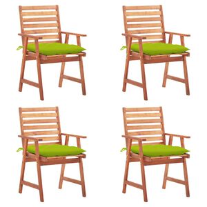 vidaXL Chaises &agrave; manger d'ext&eacute;rieur lot de 4 et coussins Acacia massif