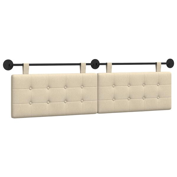 vidaXL T&ecirc;te de lit suspendue Montage mural Cr&egrave;me 190 x 55 x 5 cm tissu