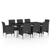 vidaXL Ensemble &agrave; manger de jardin avec coussins 9 pcs noir