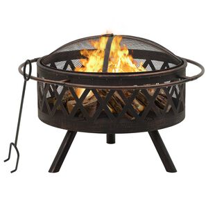 vidaXL Foyer rustique avec tisonnier 76 cm XXL Acier