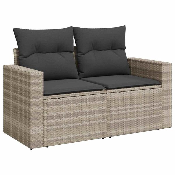 vidaXL Salon de jardin 5 pcs avec coussins gris clair r&eacute;sine tress&eacute;e