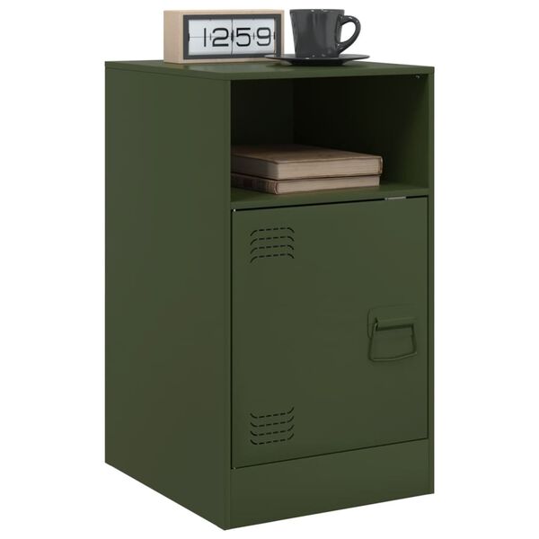 vidaXL Table de chevet vert olive 34,5x39x62 cm acier