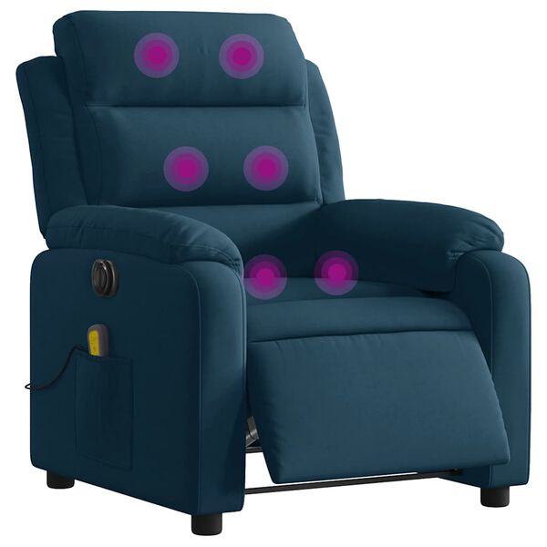 vidaXL Fauteuil inclinable de massage &eacute;lectrique bleu velours
