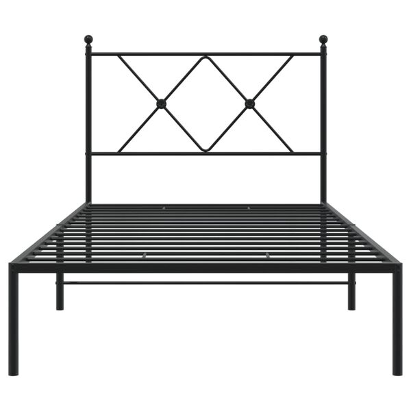 vidaXL Cadre de lit m&eacute;tal sans matelas avec t&ecirc;te de lit noir 90x200 cm