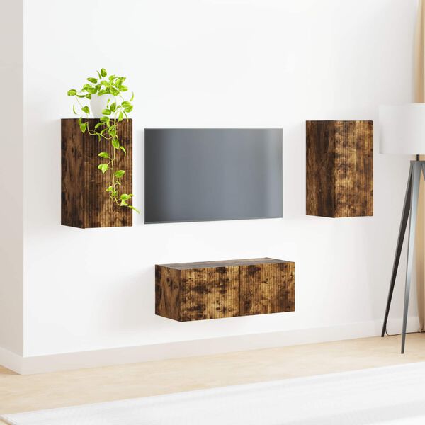 vidaXL Ensemble meuble TV 2 pcs Ch&ecirc;ne fum&eacute; Bois d'ing&eacute;nierie