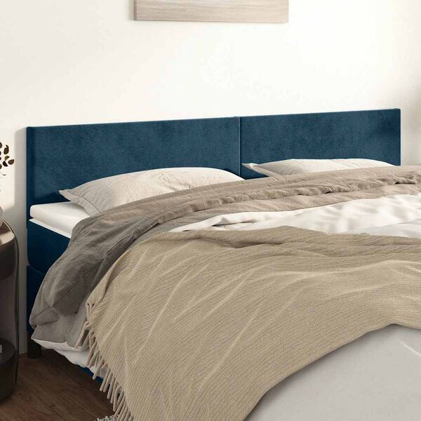 vidaXL T&ecirc;tes de lit Bleu fonc&eacute; 180 x 5 x 78/88 cm Velours