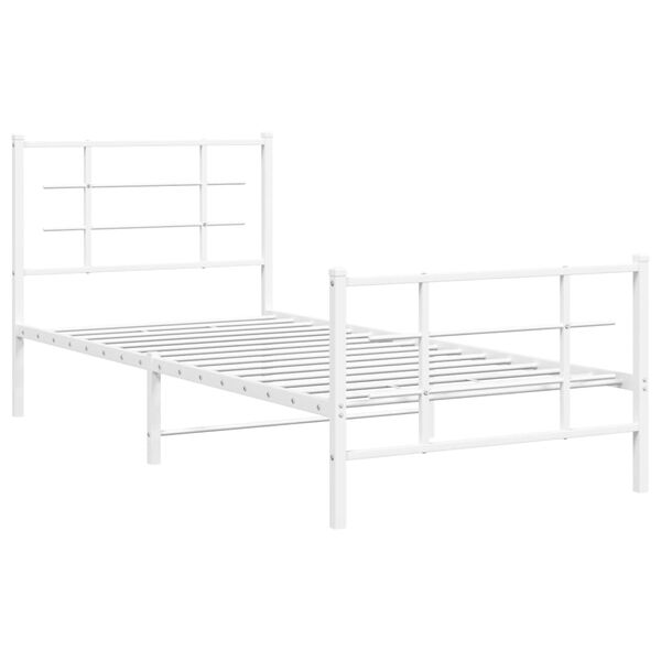 vidaXL Cadre de lit m&eacute;tal sans matelas avec pied de lit blanc 90x200cm
