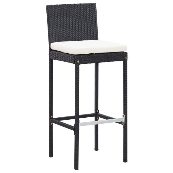 vidaXL Ensemble de bar de jardin 7 pcs et coussins Résine tressée Noir