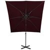 vidaXL Parasol de jardin en porte-&agrave;-faux &agrave; double toit rouge bordeaux