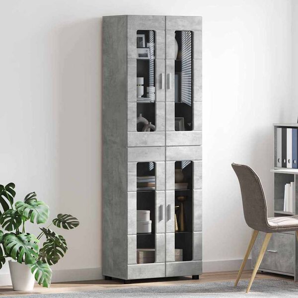 vidaXL Haut Armoire avec &eacute;tag&egrave;re FLORIN Gris b&eacute;ton 60 x 35 x 182 cm