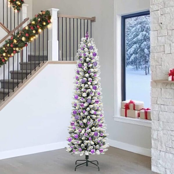 vidaXL Sapin de Noël artificiel Blanc 240 cm PVC, métal et plastique
