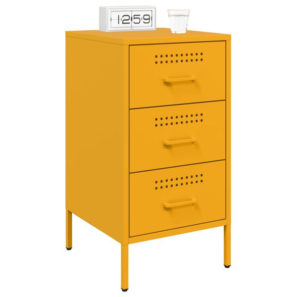 vidaXL Tables de chevet 2 pcs jaune moutarde 36x39x68 cm acier